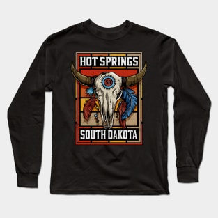 Hot Springs South Dakota Native American Bison Skull Long Sleeve T-Shirt